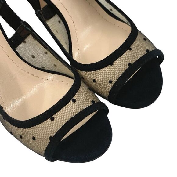 Christian DIOR Jadior Sandals Shoes Mesh Suede Black Rhinestone Dot Ring Back - Picture 10 of 11